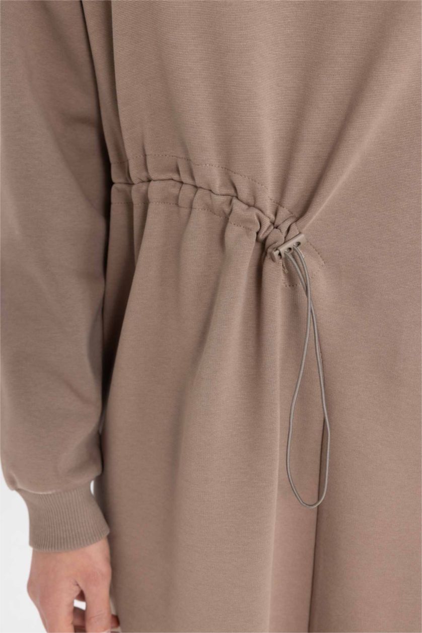 FEMME Marron Clair Robe à Manches Longues Coupe régulière