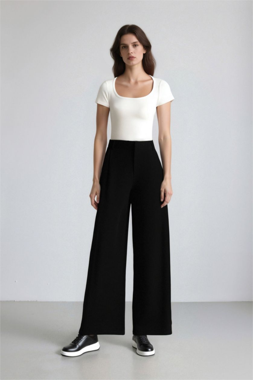 WOMAN Black Wide Leg Trousers