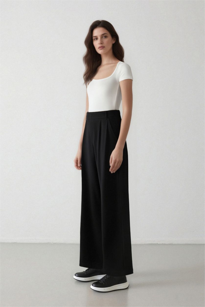 WOMAN Black Wide Leg Trousers