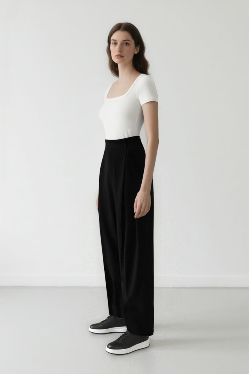 WOMAN Black Wide Leg Trousers