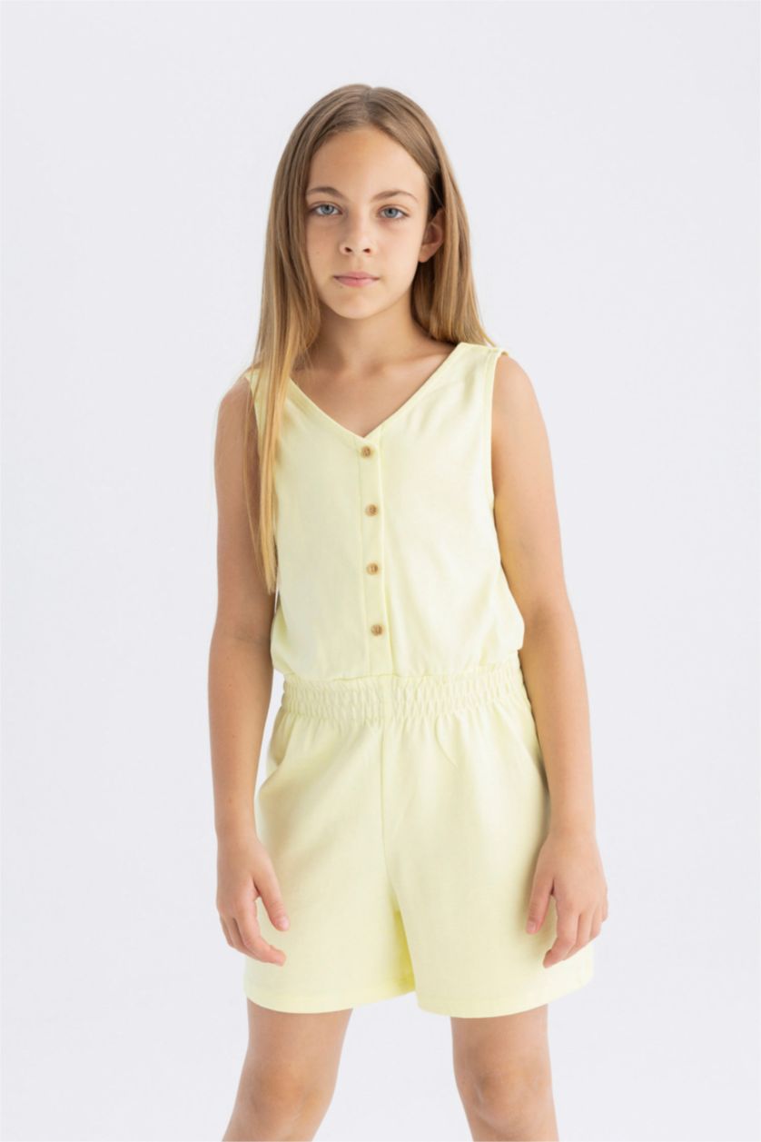 FILLES Jaune Clair Combinaison à Bretelles pour Fille