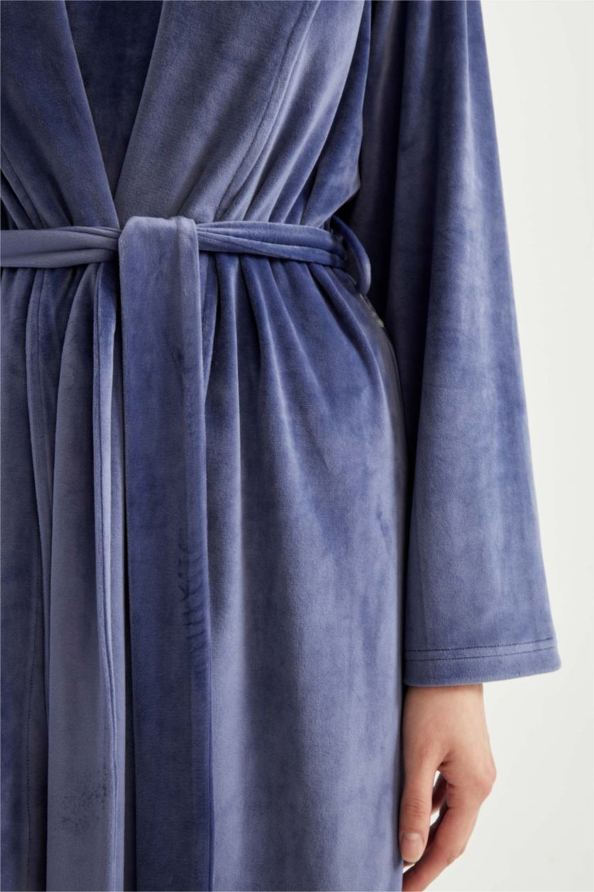 FEMME Violet Foncé Peignoir Wrap en velours Fall in Love