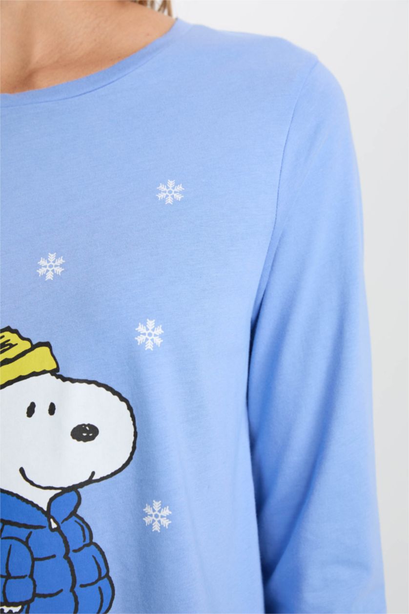 WOMAN Blue Fall in Love Snoopy Regular Fit 2 Piece Pajama Set