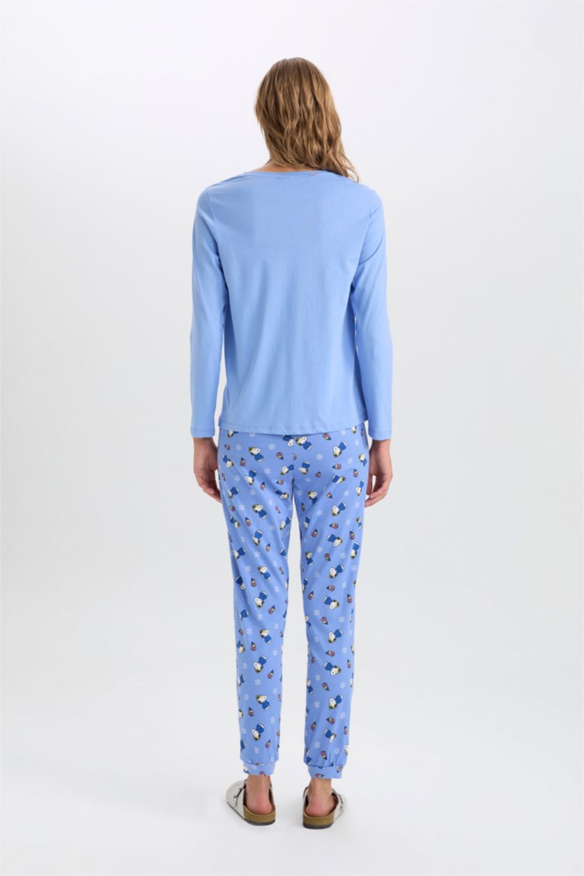 WOMAN Blue Fall in Love Snoopy Regular Fit 2 Piece Pajama Set