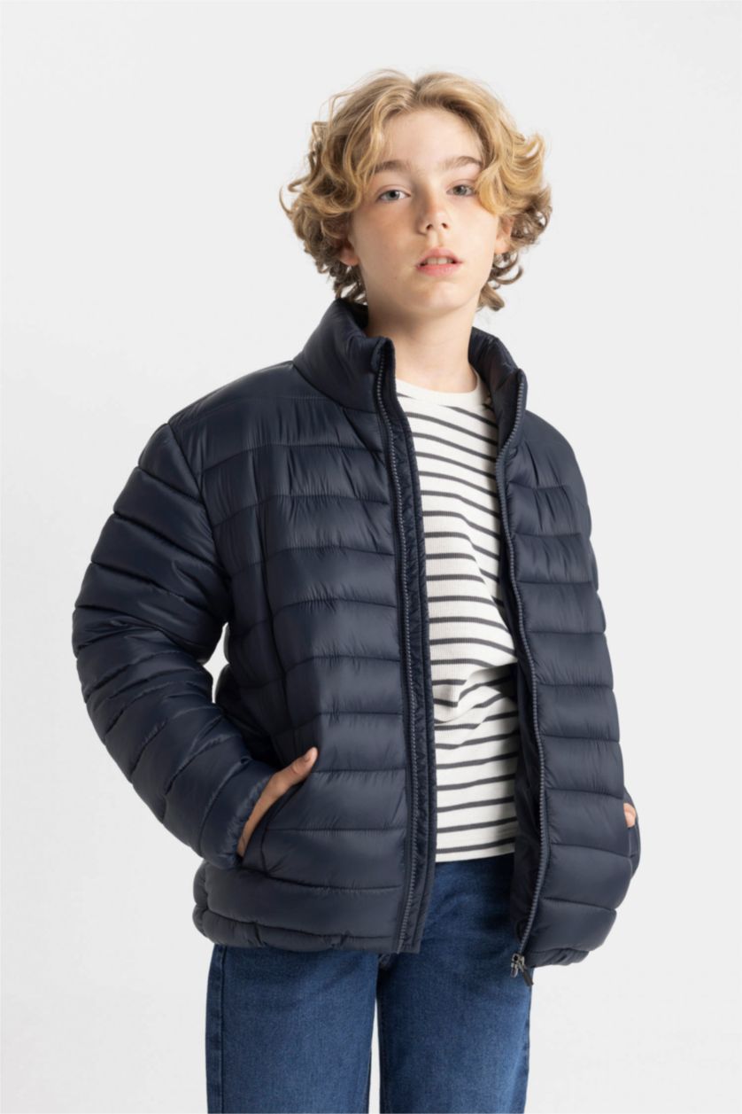 Boys & Teens NAVY Boy Half Turtleneck Waterproof Puffer Jacket