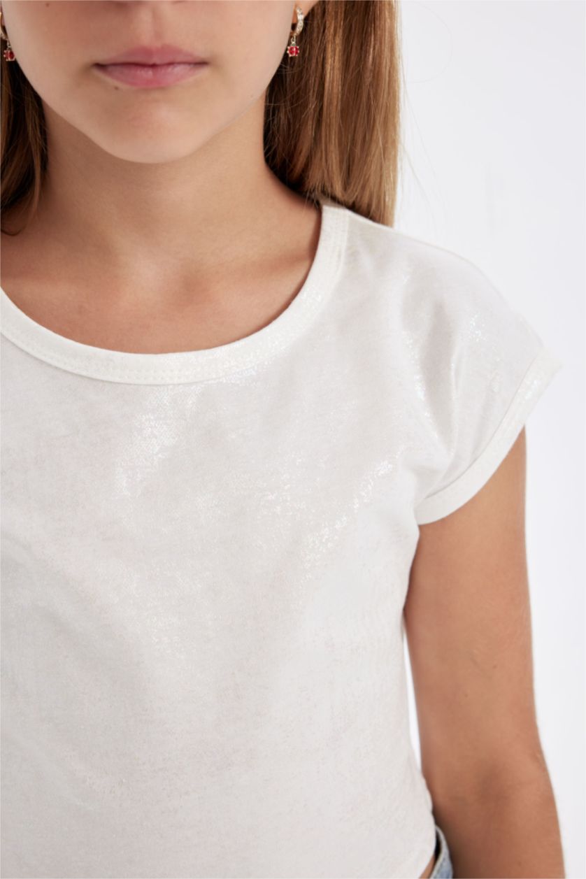 بنات زهري فاتح تيشيرت مخطط بناتي سليم فيت نص ردن