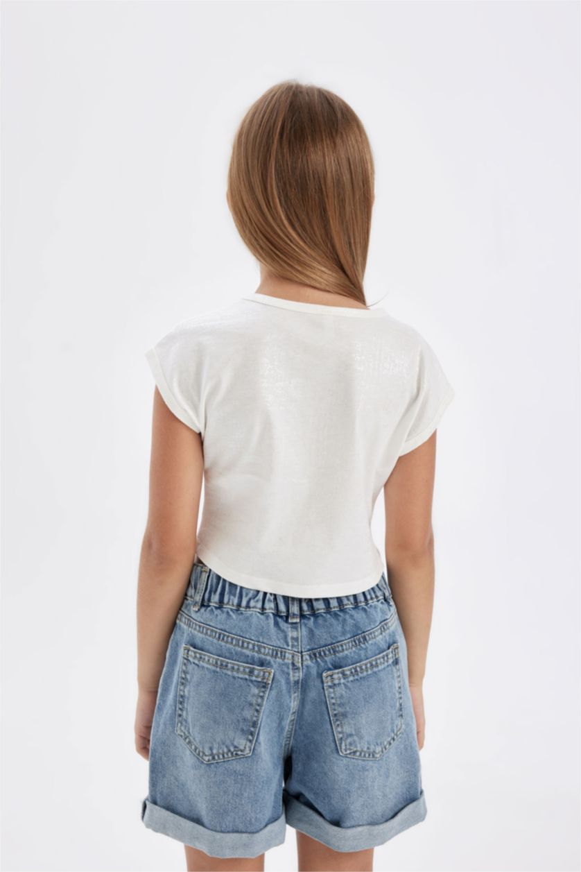 بنات زهري فاتح تيشيرت مخطط بناتي سليم فيت نص ردن