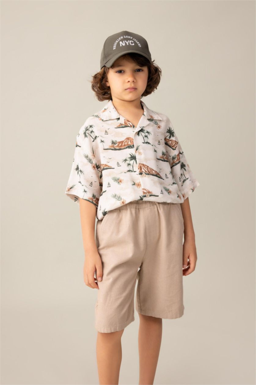 BOYS & TEENS Beige Boy Linen Look Shorts