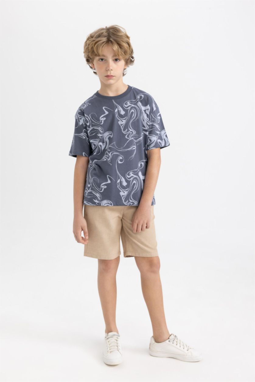 BOYS & TEENS Beige Boy Linen Look Shorts
