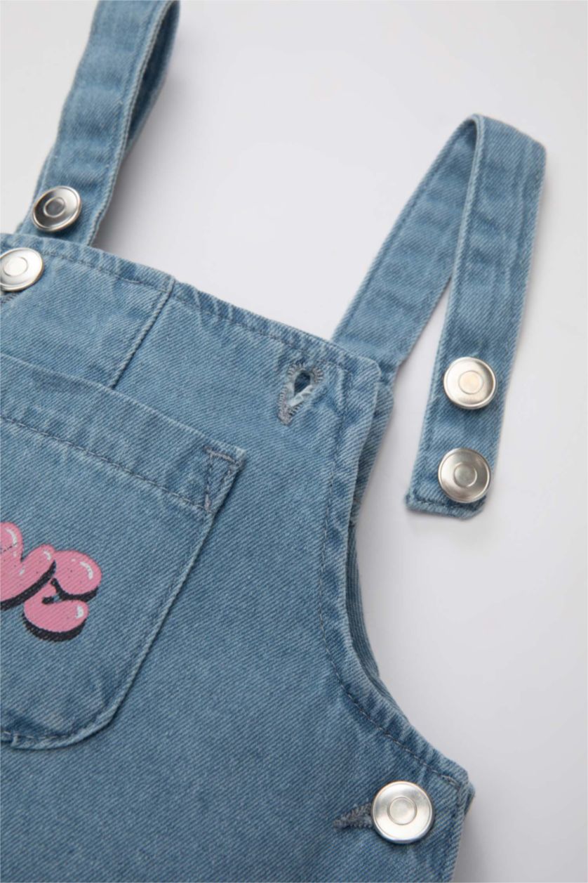 Kız Bebek Açık Mavi Dısney Mıckey & Mınnıe Askılı Jean Elbise Kız Bebek