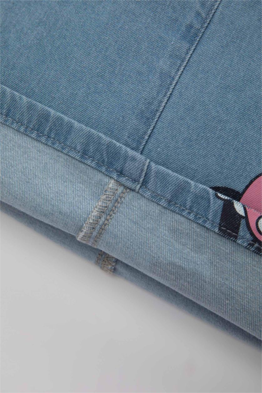 Kız Bebek Açık Mavi Dısney Mıckey & Mınnıe Askılı Jean Elbise Kız Bebek