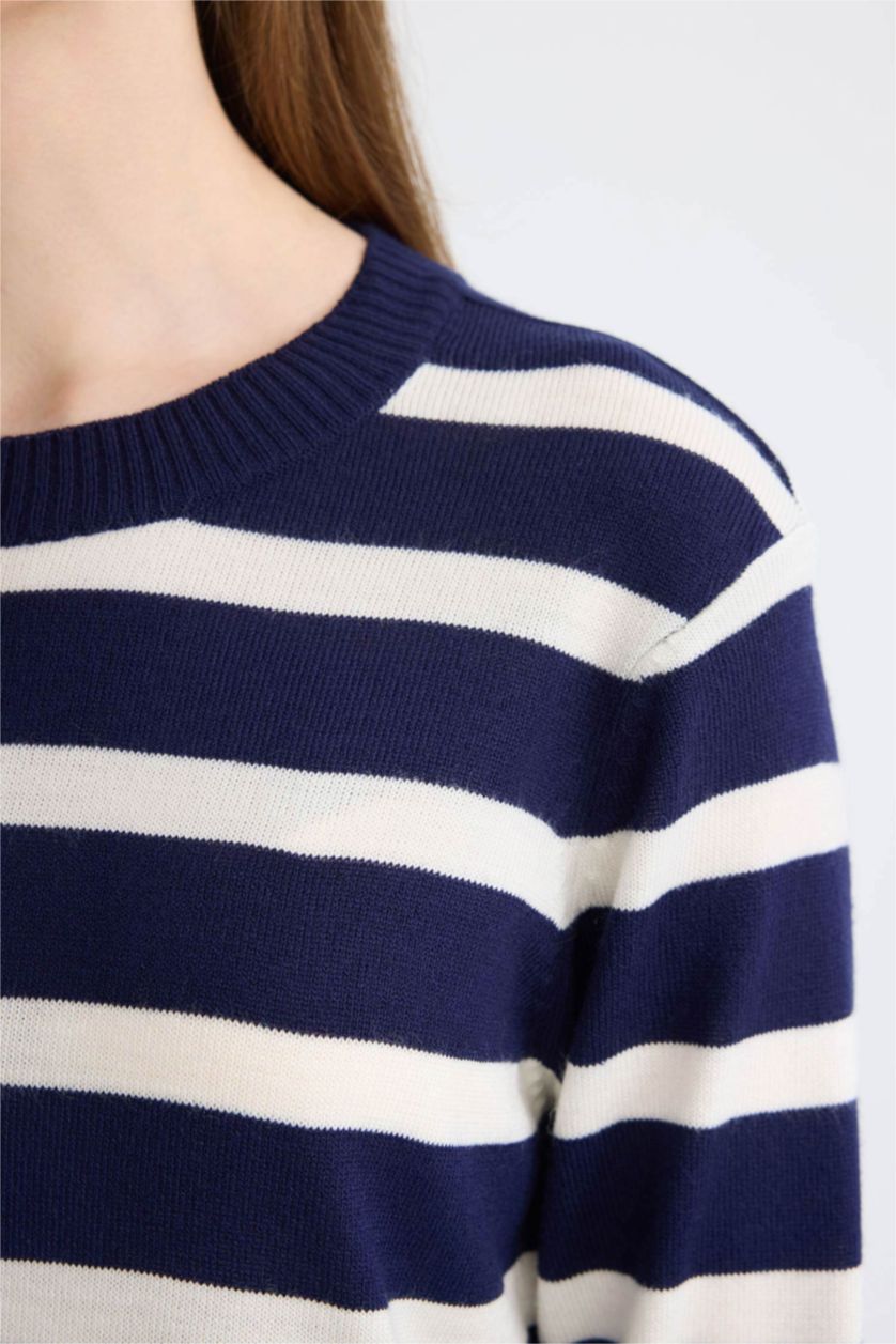 WOMAN NAVY Regular Fit Crew Neck Tunic