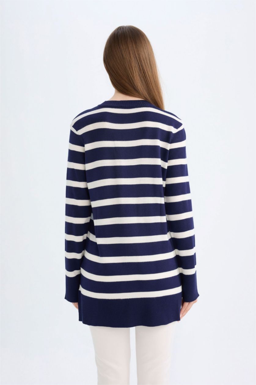 WOMAN NAVY Regular Fit Crew Neck Tunic