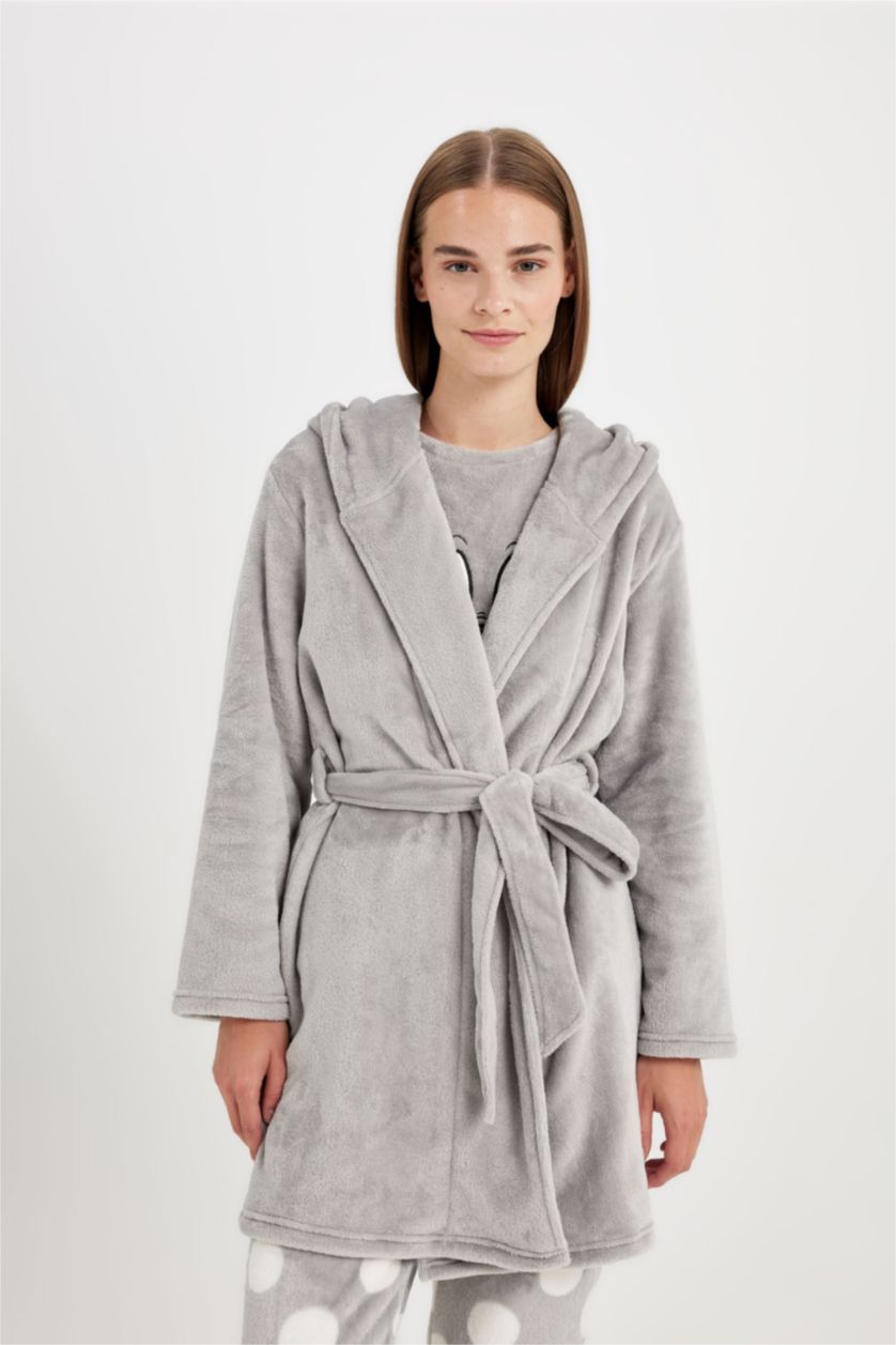 FEMME Gris Clair Peignoir Wrap en peluche avec coupe régulière de Fall in Love
