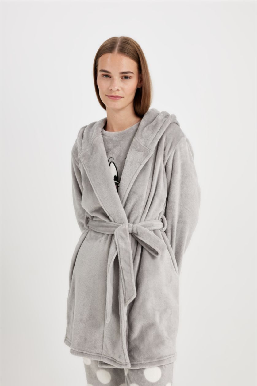 FEMME Gris Clair Peignoir Wrap en peluche avec coupe régulière de Fall in Love