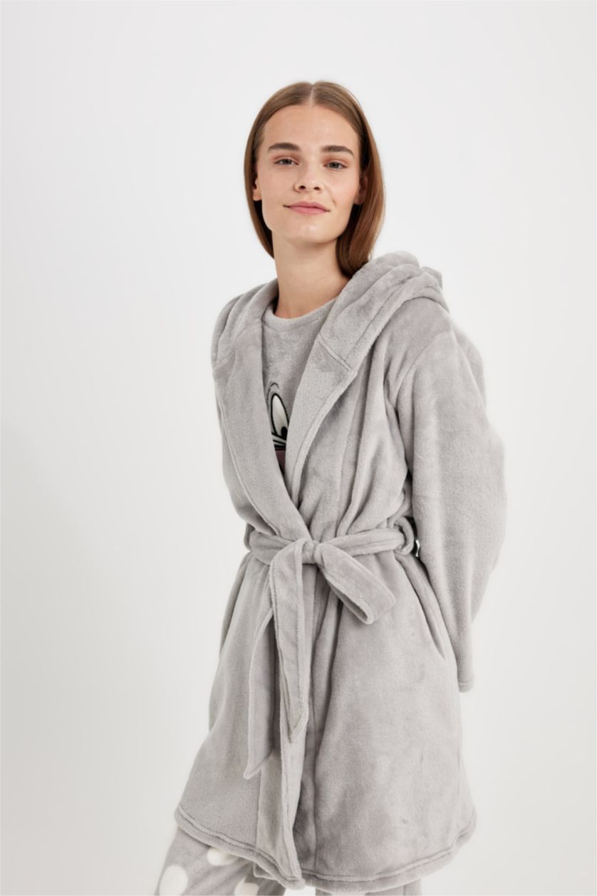 FEMME Gris Clair Peignoir Wrap en peluche avec coupe régulière de Fall in Love