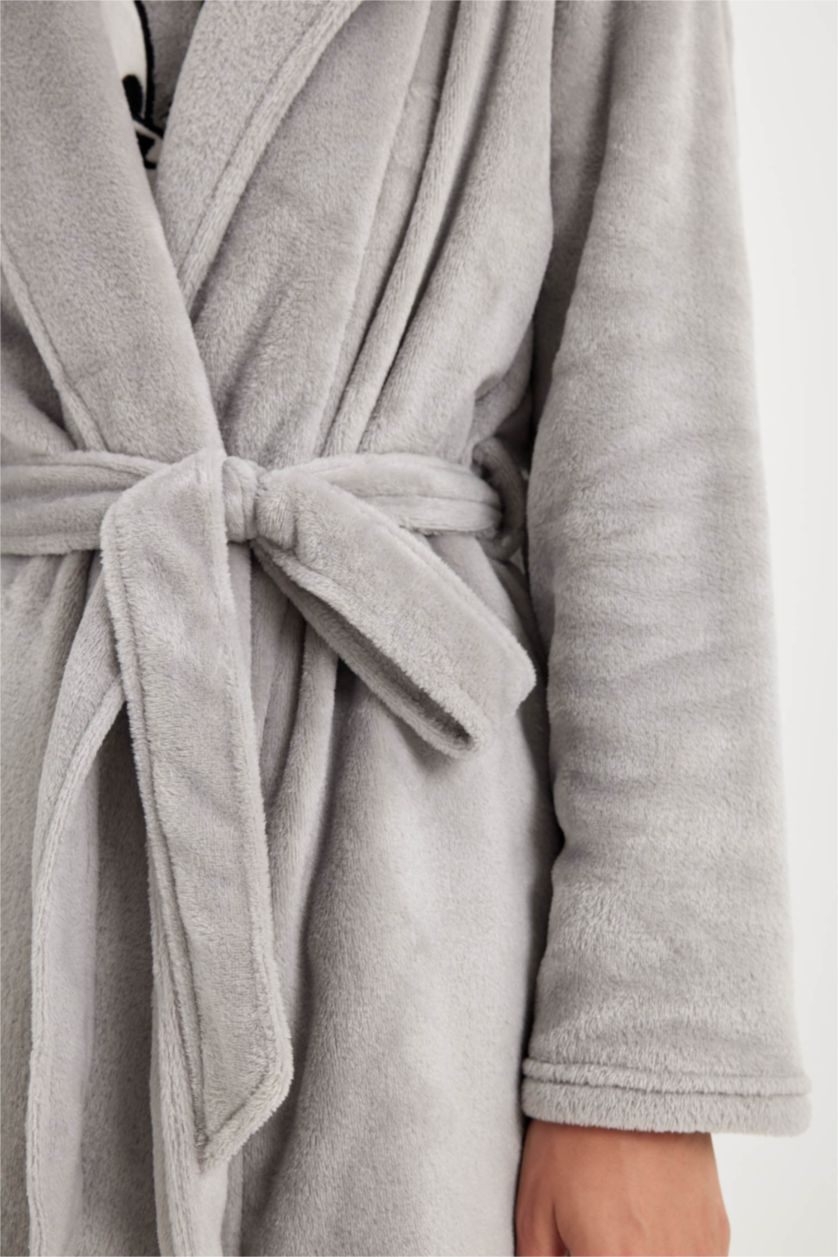 FEMME Gris Clair Peignoir Wrap en peluche avec coupe régulière de Fall in Love