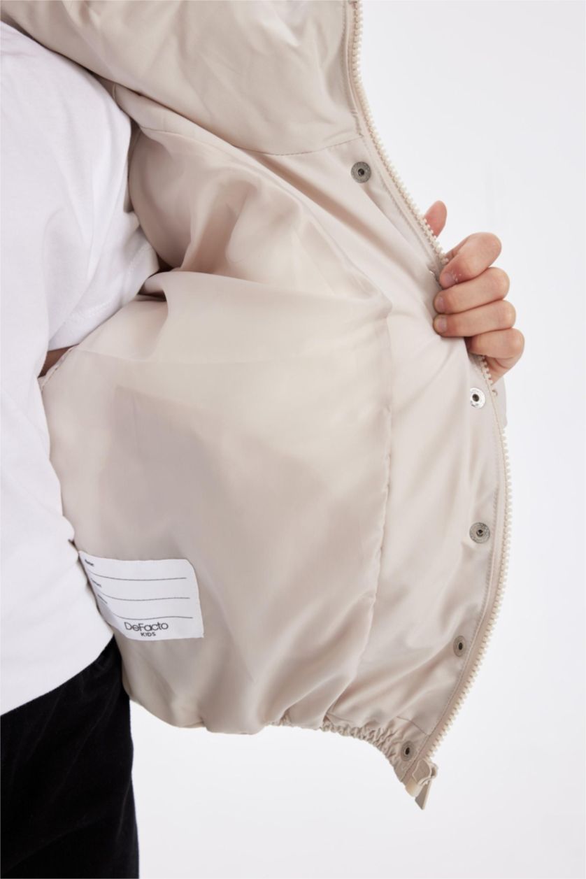 بنات اللون الحجري قمصلة نفخ بناتي بغطاء للرأس