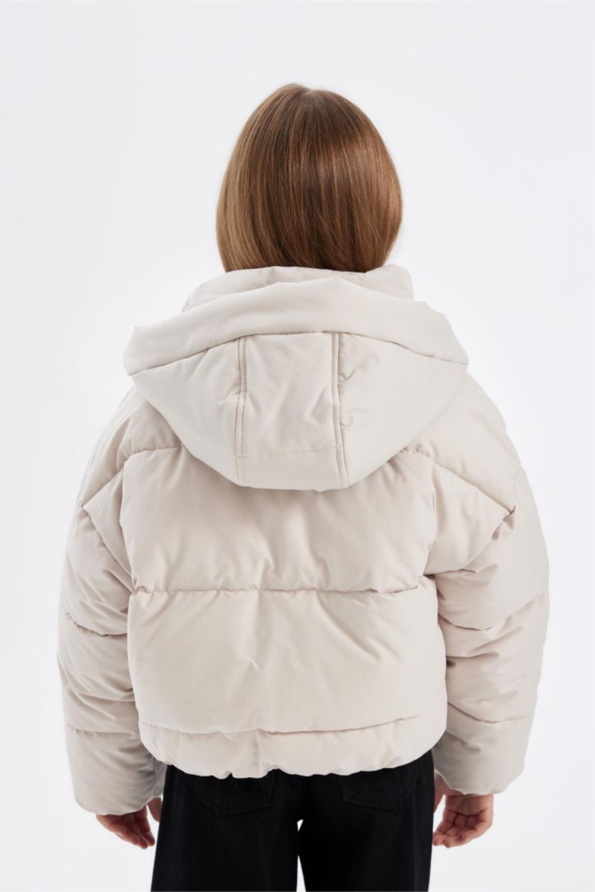 بنات اللون الحجري قمصلة نفخ بناتي بغطاء للرأس