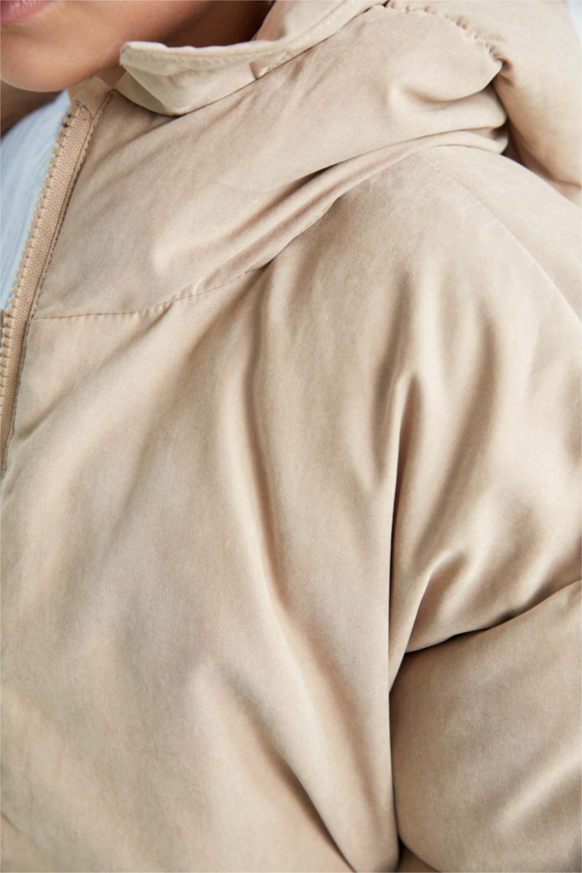 FILLES Beige Doudoune à capuche imperméable avec poches pour Fille