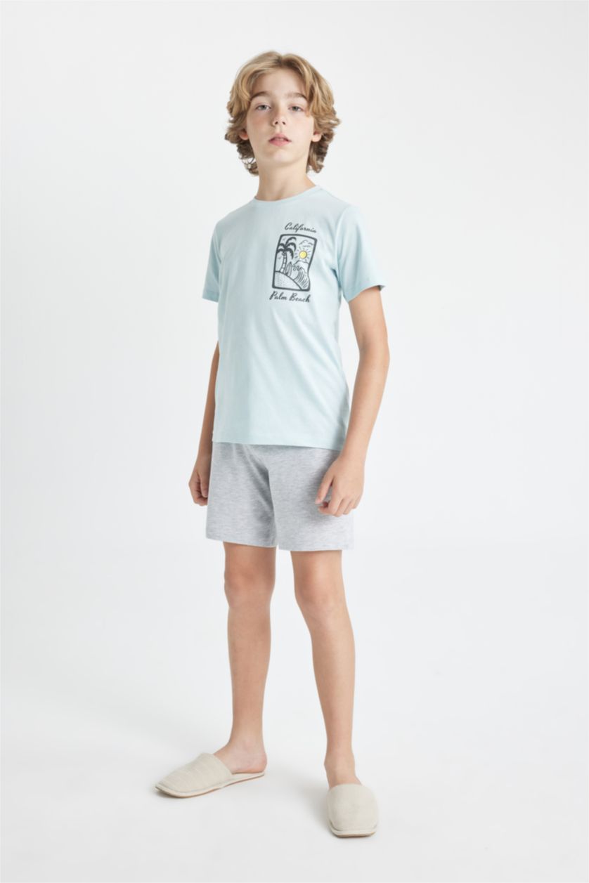 BOYS & TEENS Light Blue Boy Printed Short Sleeve 2 Piece Pajama Set