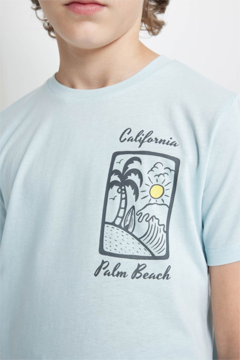 BOYS & TEENS Light Blue Boy Printed Short Sleeve 2 Piece Pajama Set