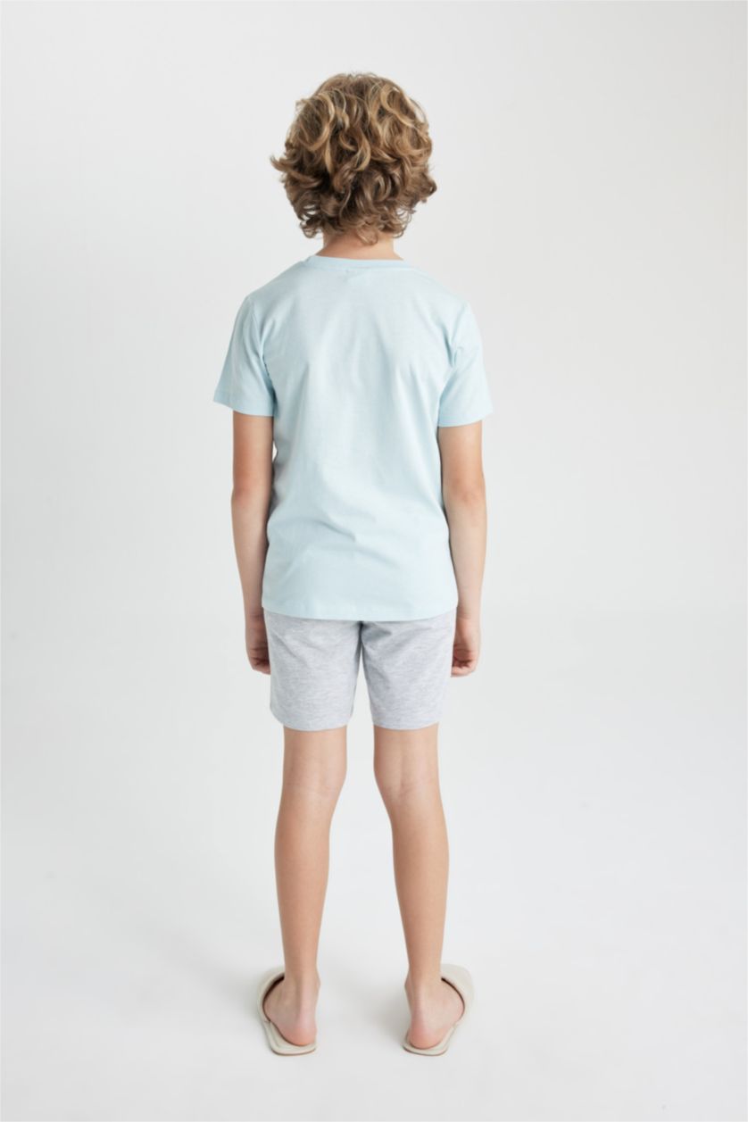BOYS & TEENS Light Blue Boy Printed Short Sleeve 2 Piece Pajama Set