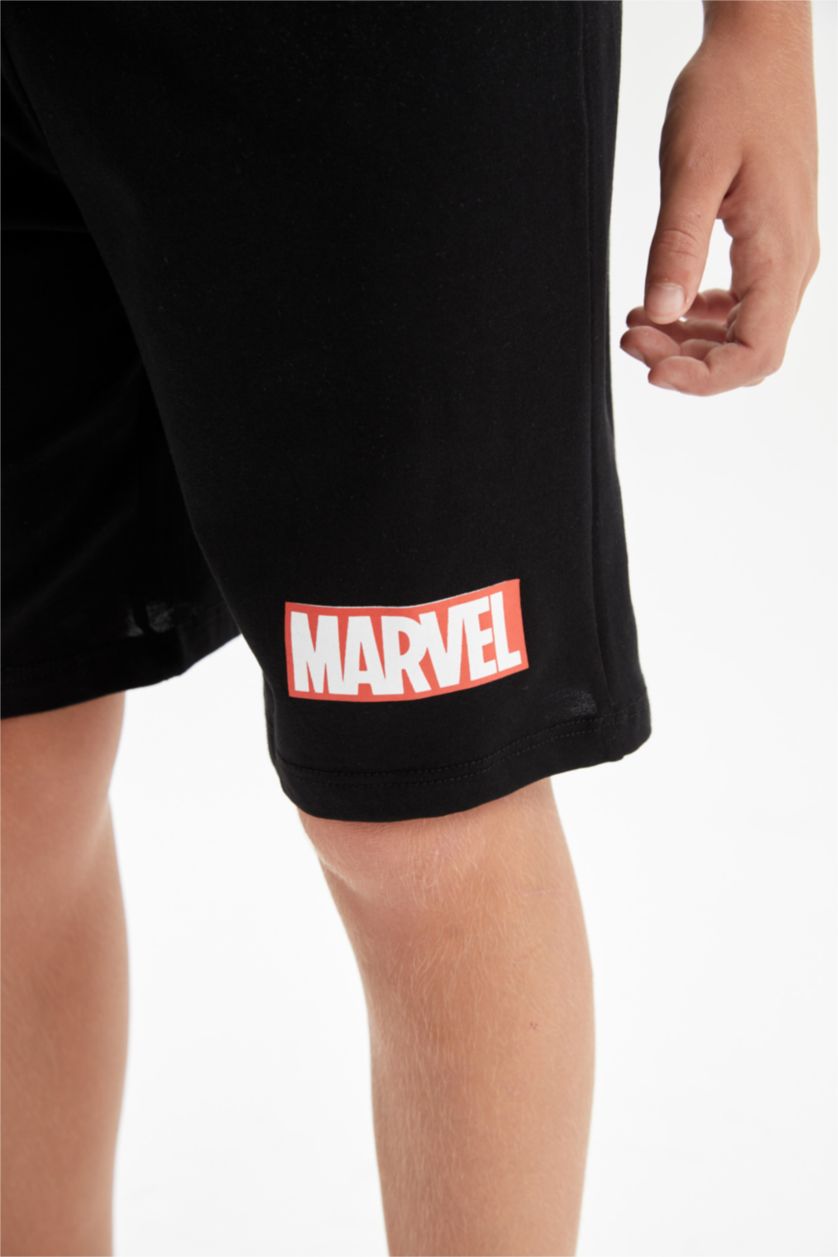 Erkek Çocuk - Genç Erkek Açık Gri Erkek Çocuk Marvel Avengers Pijama Takımı Kısa Kollu Üst Şort