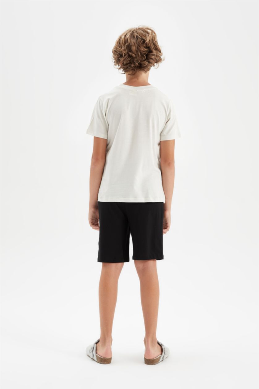 Erkek Çocuk - Genç Erkek Açık Gri Erkek Çocuk Marvel Avengers Pijama Takımı Kısa Kollu Üst Şort