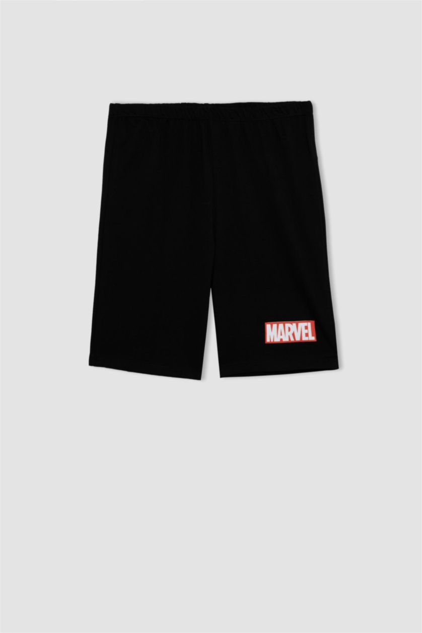 Erkek Çocuk - Genç Erkek Açık Gri Erkek Çocuk Marvel Avengers Pijama Takımı Kısa Kollu Üst Şort
