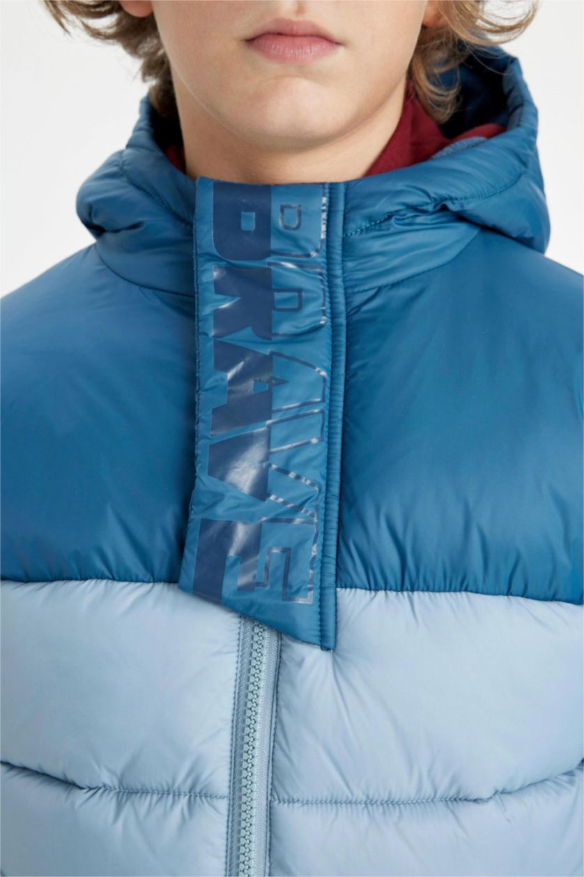 Boys & Teens Blue Boy Hooded Water Repellent Fleece Lined Puffer Jacket