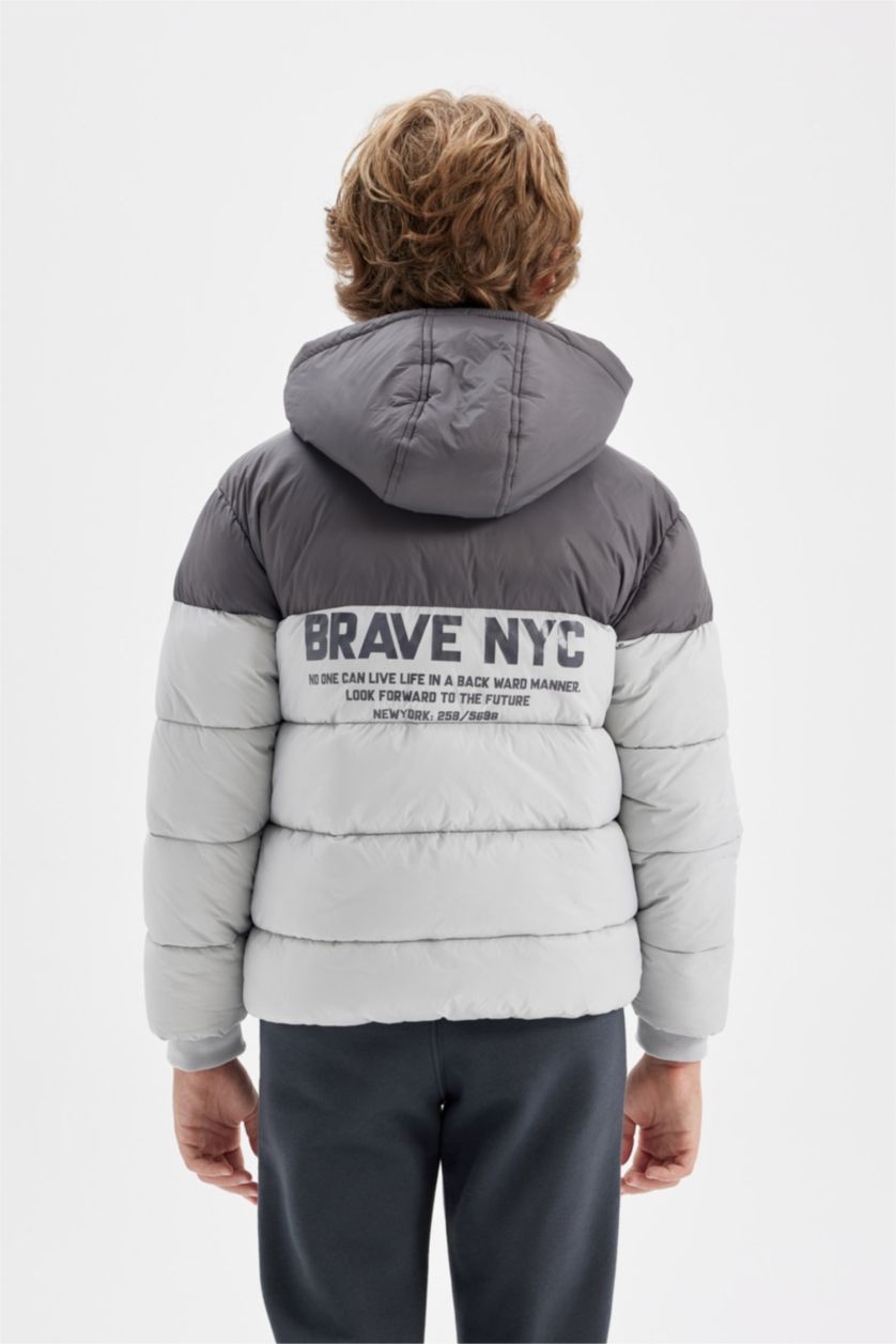 Boys & Teens Light Grey Boy Hooded Fleece Lined Waterproof Jacket