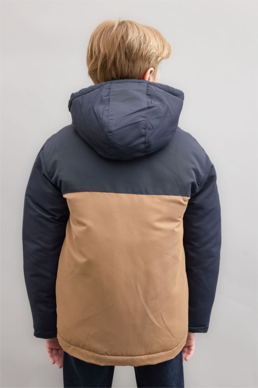 Boys & Teens Anthracite Boy Hooded Waterproof Puffer Jacket