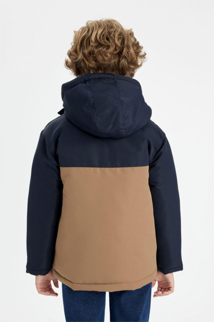 Boys & Teens Anthracite Boy Hooded Waterproof Puffer Jacket