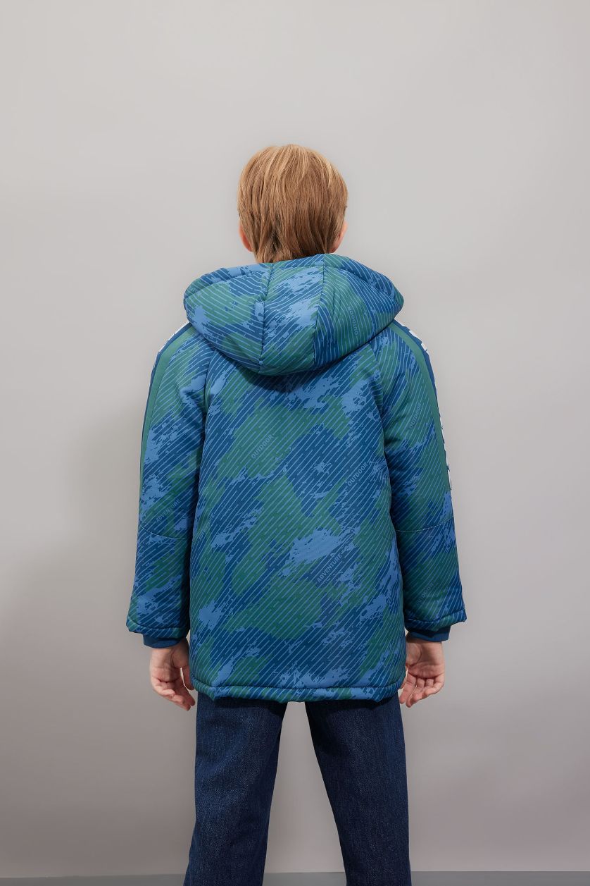 BOYS & TEENS Indigo Boy Waterproof Hooded Long Jacket