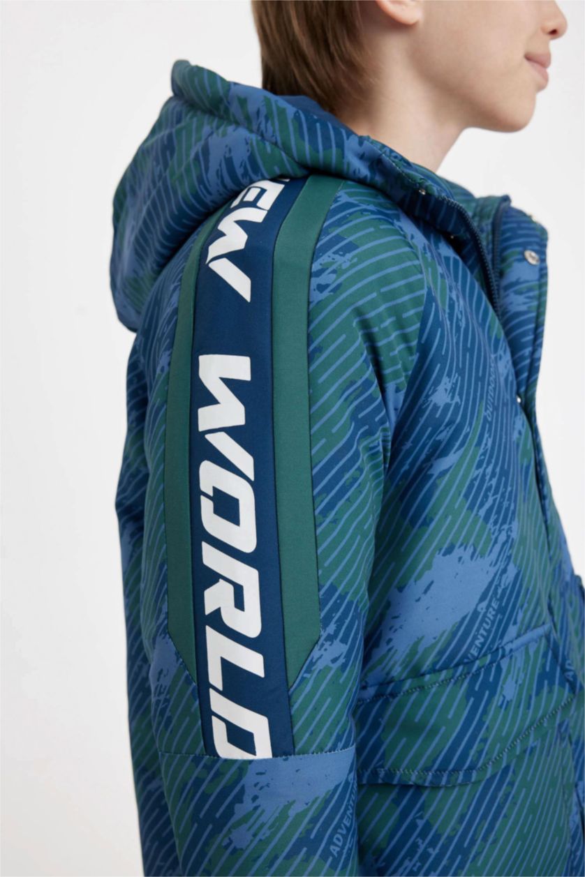 BOYS & TEENS Indigo Boy Waterproof Hooded Long Jacket