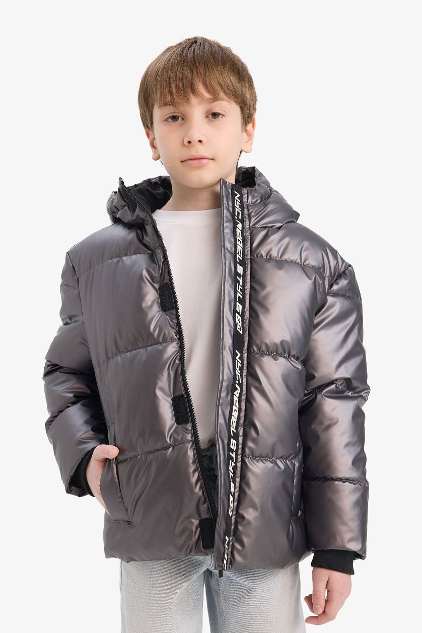 Ұлдар Және Жасөспірімдер Антрацит Ұлдарға бас киімді жүннен жасалған астар Пальто