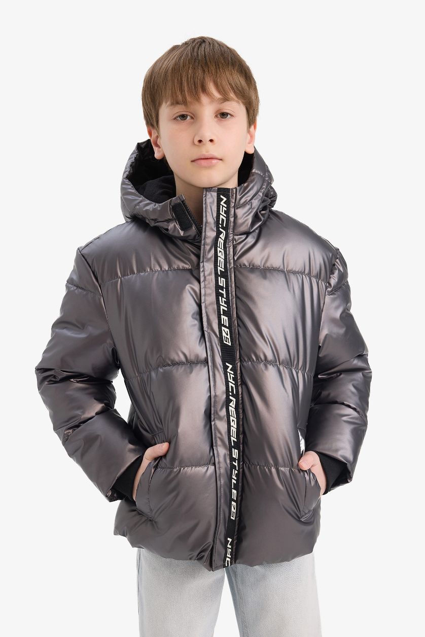 Ұлдар Және Жасөспірімдер Антрацит Ұлдарға бас киімді жүннен жасалған астар Пальто