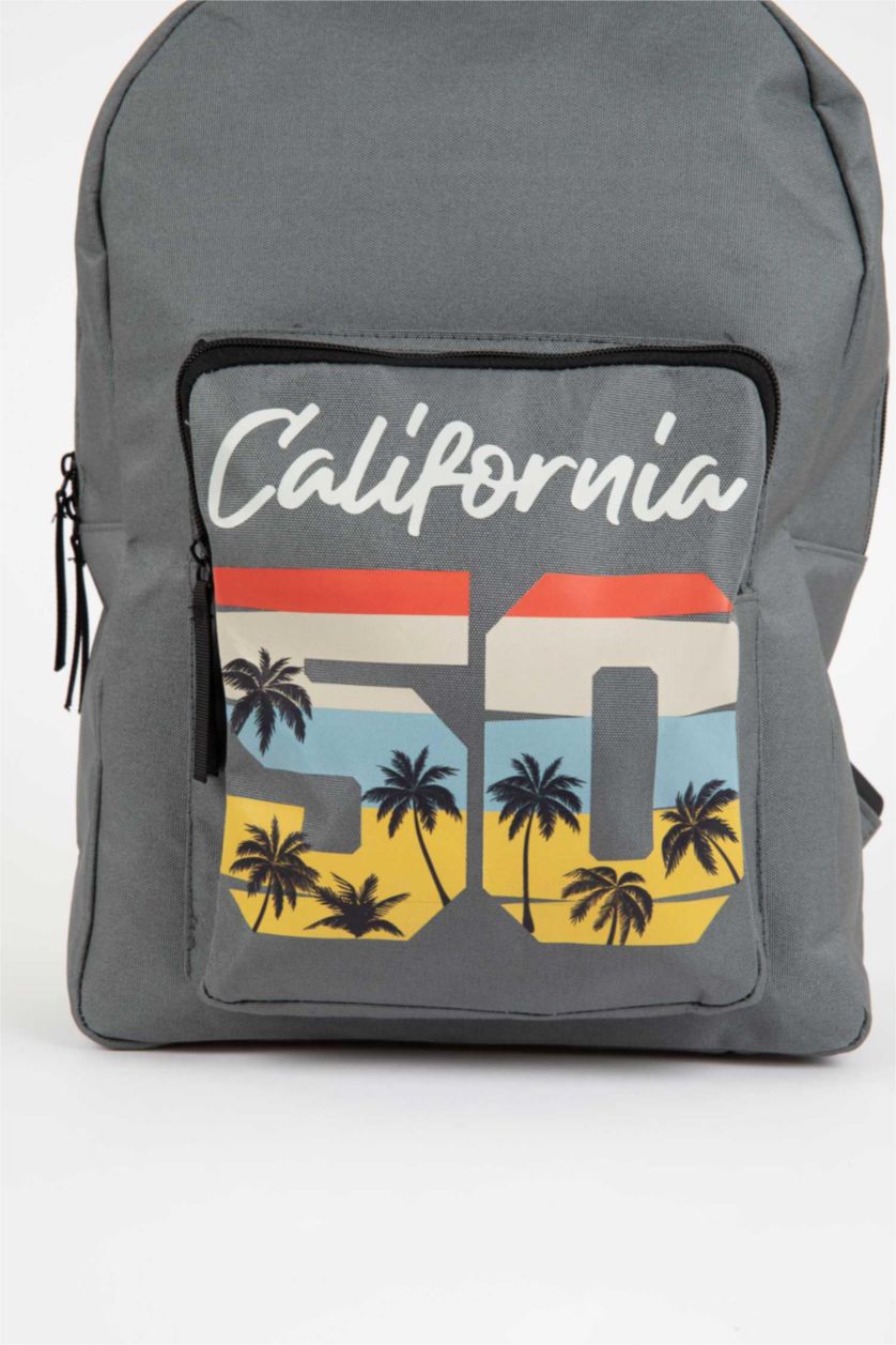 Erkek Çocuk - Genç Erkek Gri Unisex Çocuk Baskılı Oxford Okul Sırt Çantası