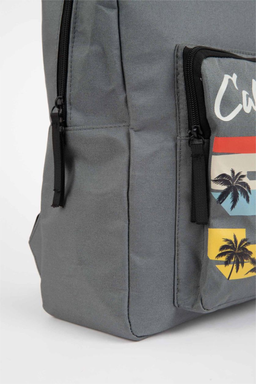 Erkek Çocuk - Genç Erkek Gri Unisex Çocuk Baskılı Oxford Okul Sırt Çantası