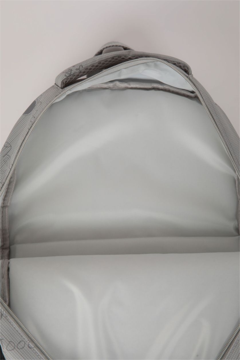 Erkek Çocuk - Genç Erkek Gri Unisex Çocuk Desenli Oxford Okul Çantası