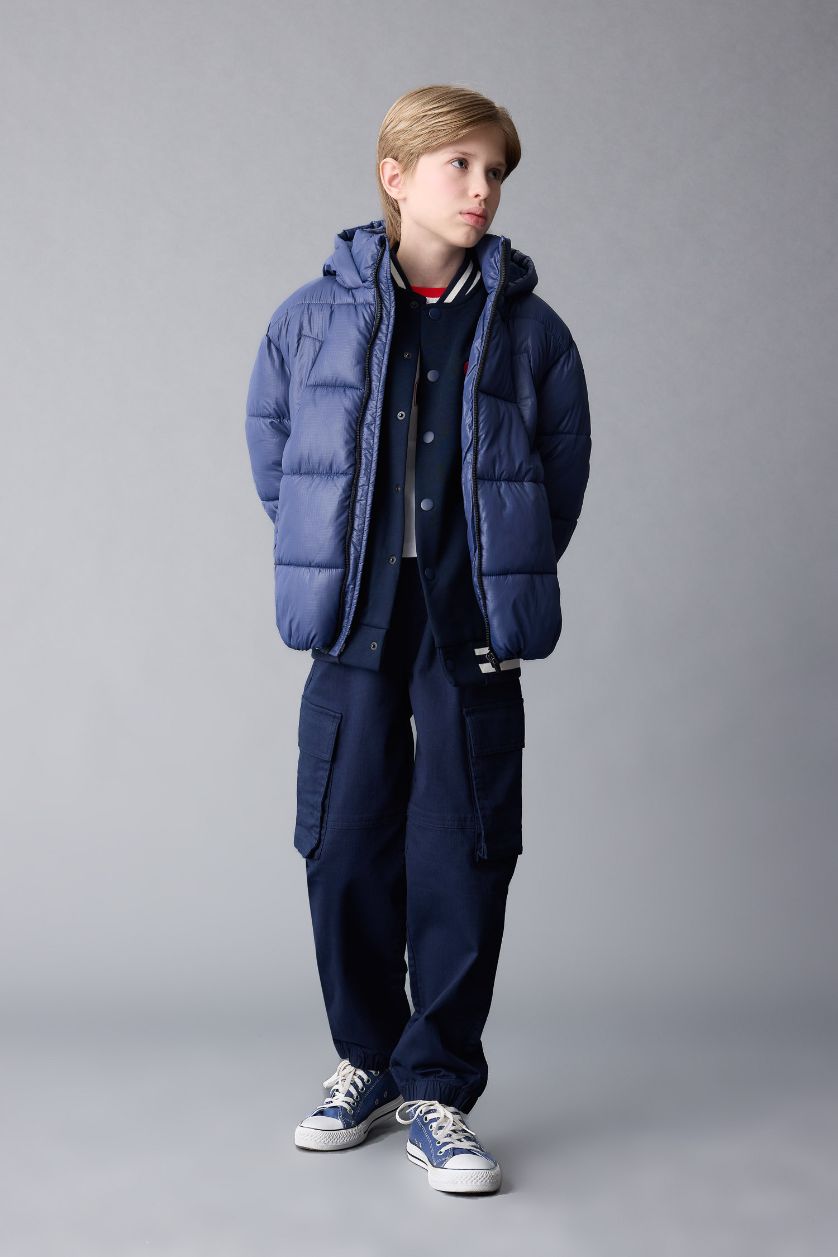 Boys & Teens NAVY Boy Waterproof Hooded Zippered Pocketed Puffer Jacket
