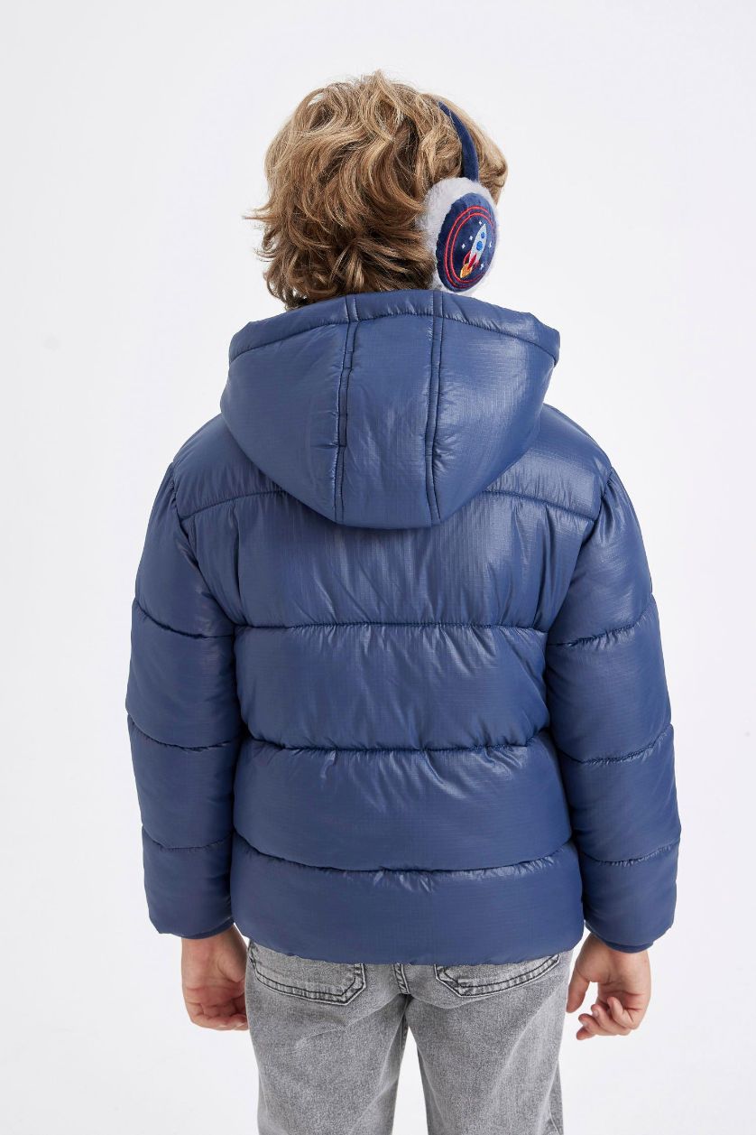 Boys & Teens NAVY Boy Waterproof Hooded Zippered Pocketed Puffer Jacket