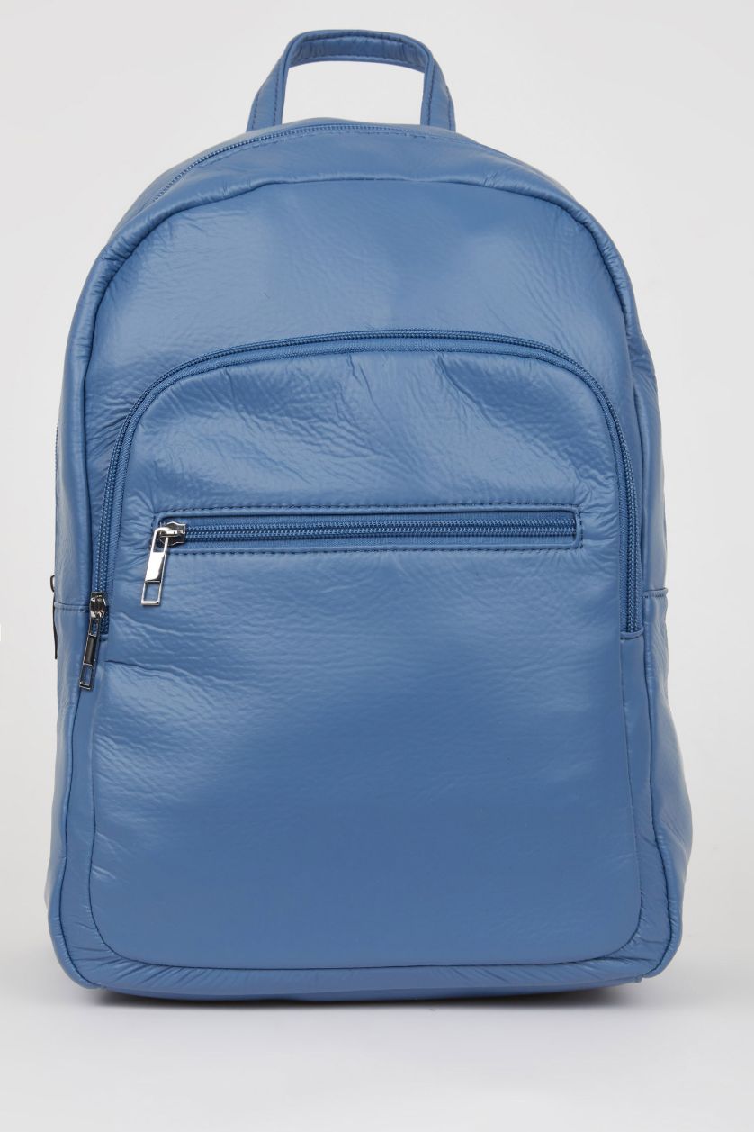 WOMAN NAVY Unisex Faux Leather Backpack