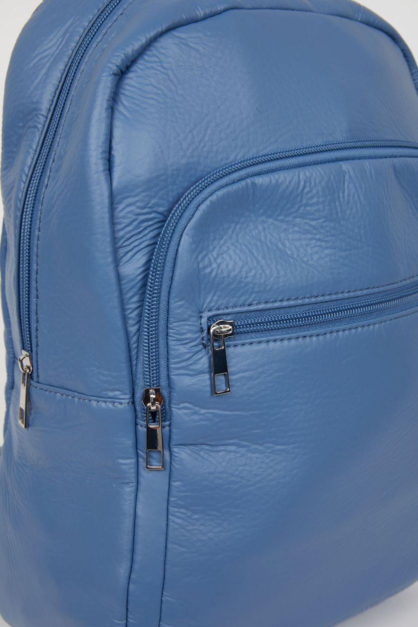 WOMAN NAVY Unisex Faux Leather Backpack