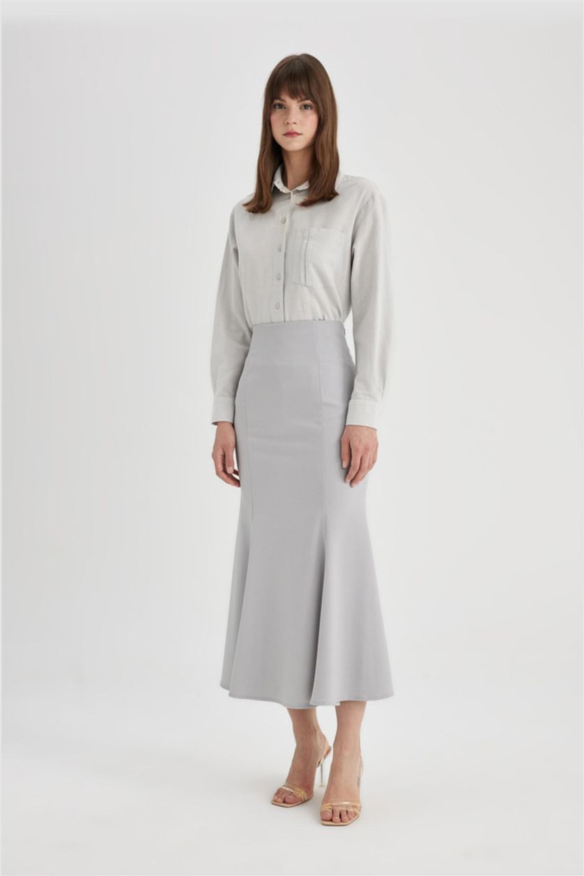 حريمي رمادي جيبة طويلة بنسل