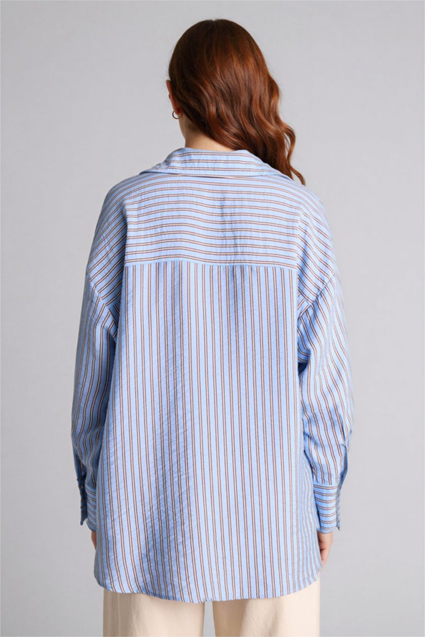 WOMAN Dark Blue Relax Fit Printed Long Sleeve Tunic