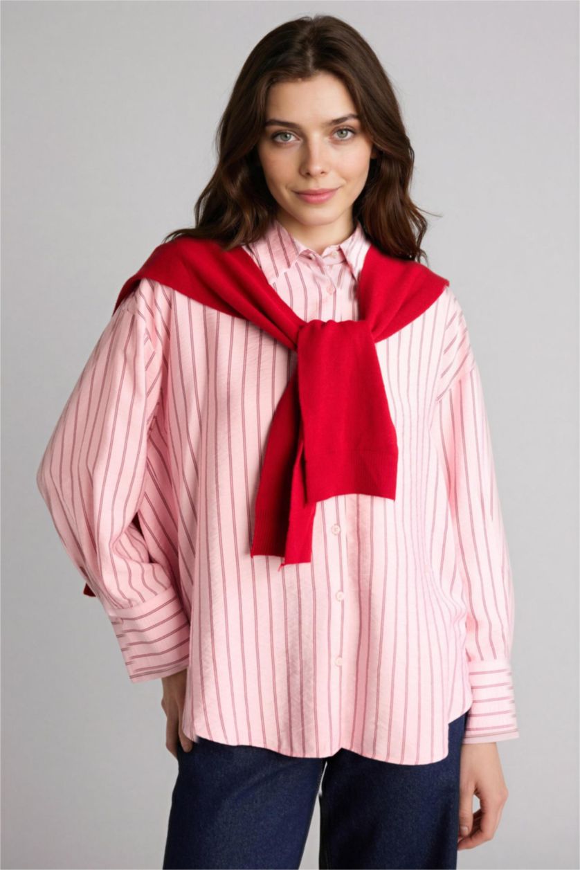 نساء زهري فاتح تونيك مطبوع قصة مريحة