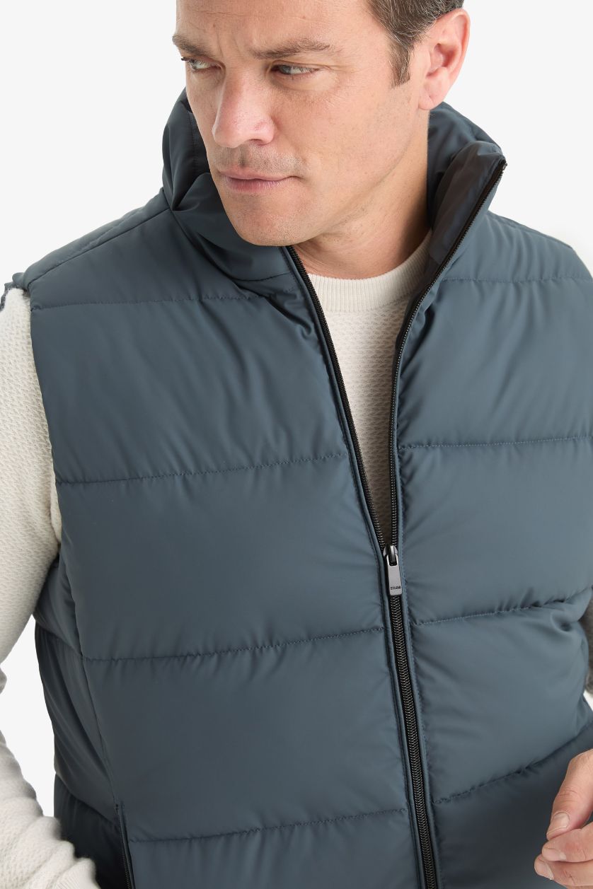 Erkek Koyu Yeşil Su İtici Slim Fit Astarlı Şişme Yelek