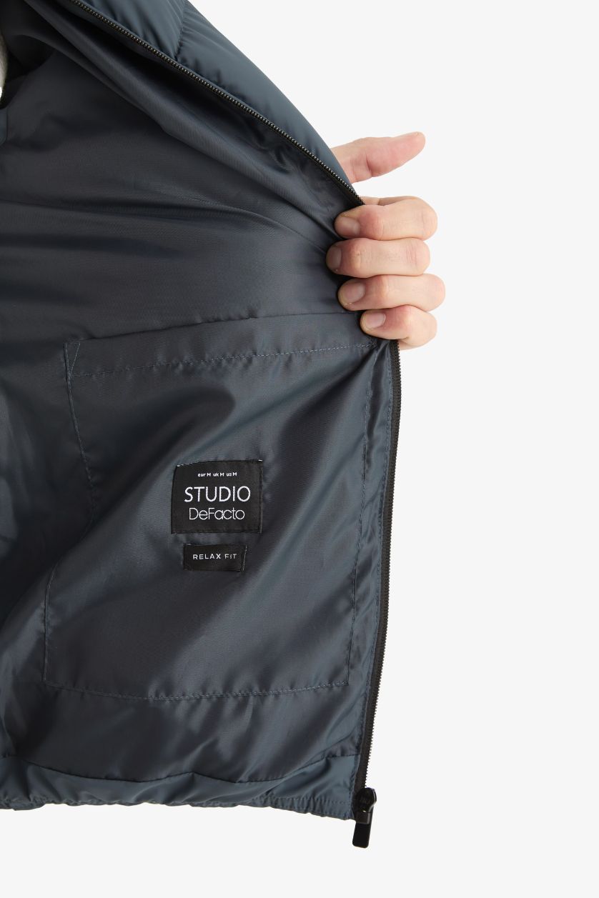 Erkek Koyu Yeşil Su İtici Slim Fit Astarlı Şişme Yelek